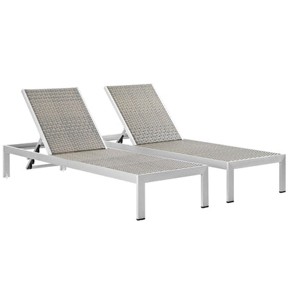 Shore Chaise Set of 2 aluminum frames with gray woven resin wicker on Tampa Home & Garden Store