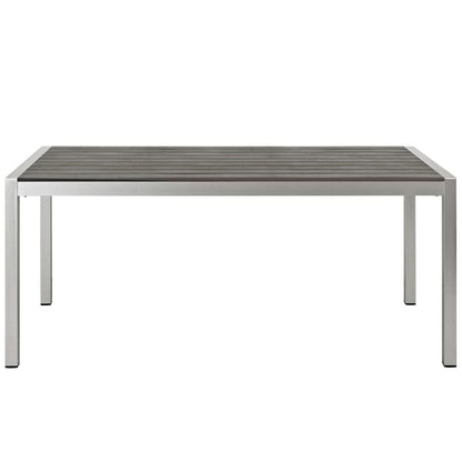 Shore 3 Piece Outdoor Patio Aluminum Dining Table with slatted wood top and metal frame on Tampa Home & Garden Store