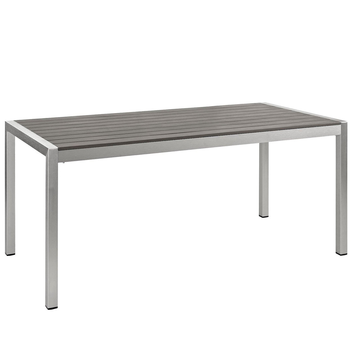 Shore 5 Piece Outdoor Aluminum Dining Set by Modway, gray-brown slatted top with aluminum frame on Tampa Home & Garden Store