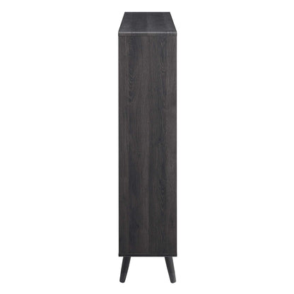 Transmit 7 Shelf Wood Grain Bookcase dark wood grain finish with angled legs by HouseOfZazla on Tampa Home & Garden Store