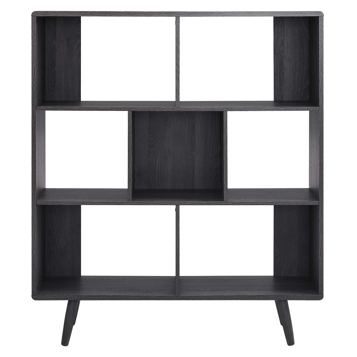 Transmit 7 Shelf Wood Grain Bookcase by Modway in dark charcoal finish living room furniture on Tampa Home & Garden Store