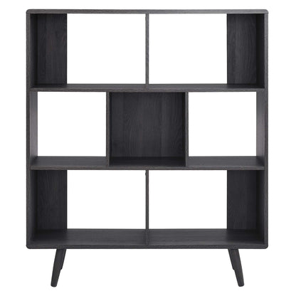 Transmit 7 Shelf Wood Grain Bookcase by Modway in dark charcoal finish living room furniture on Tampa Home & Garden Store