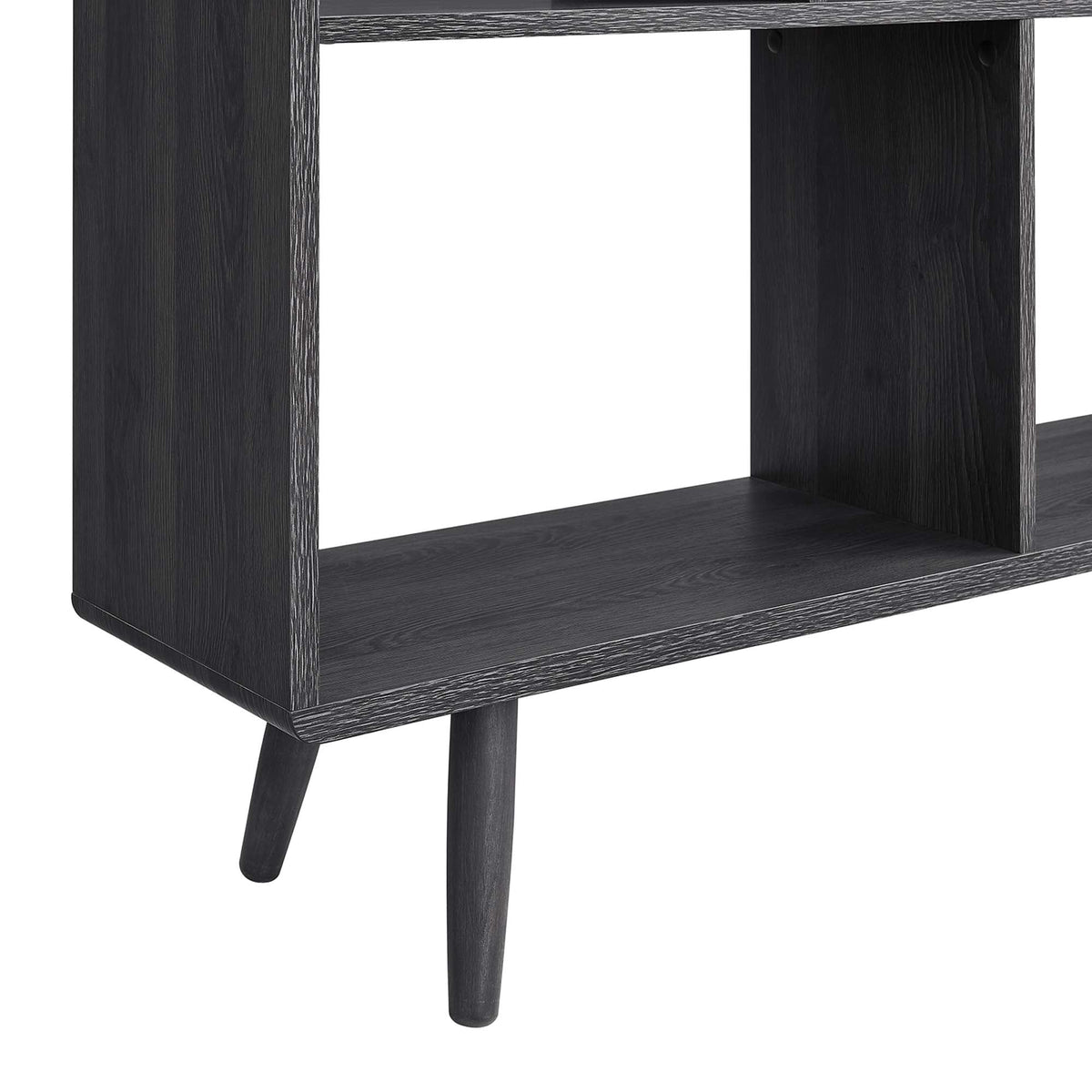 Transmit 7-Shelf Wood Grain Bookcase by Modway in dark finish with tapered legs on Tampa Home & Garden Store