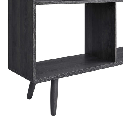 Transmit 7-Shelf Wood Grain Bookcase by Modway in dark finish with tapered legs on Tampa Home & Garden Store