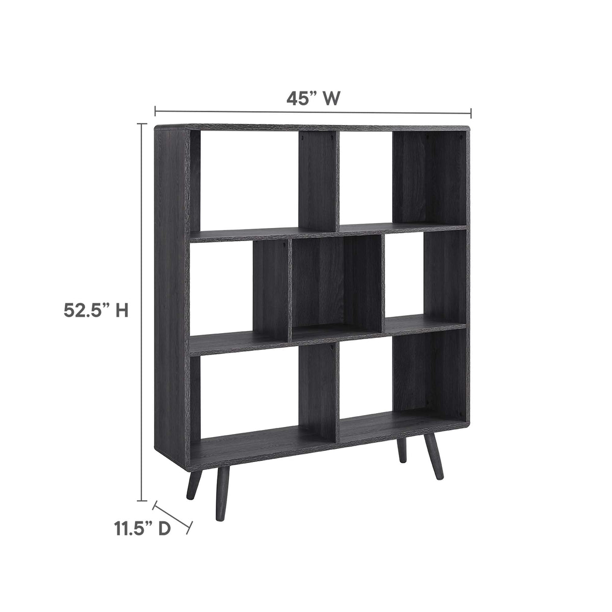Transmit 7-Shelf Wood Grain Bookcase by Modway in dark finish for living room storage on Tampa Home & Garden Store
