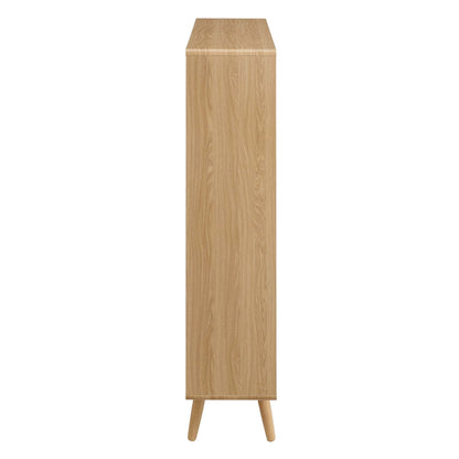 Transmit 7 Shelf Wood Grain Bookcase in light oak finish with mid-century legs on Tampa Home & Garden Store