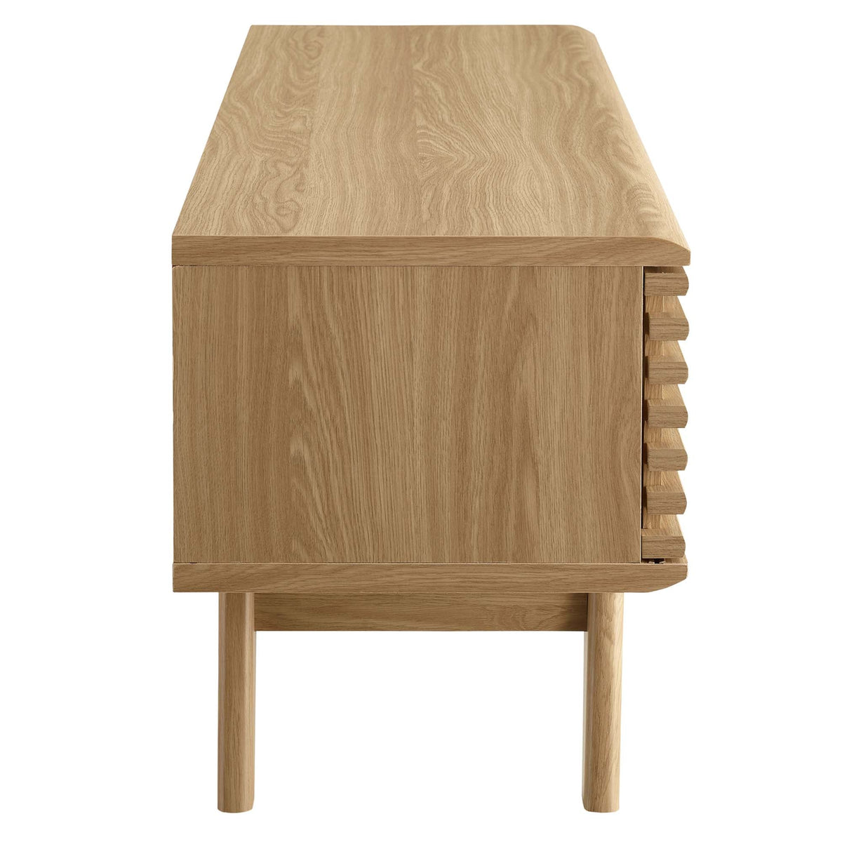Render TV stand by Modway in natural oak wood with slatted side panel for living room on Tampa Home & Garden Store