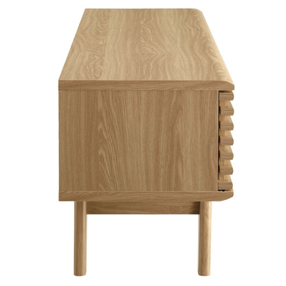 Render TV stand by Modway in natural oak wood with slatted side panel for living room on Tampa Home & Garden Store