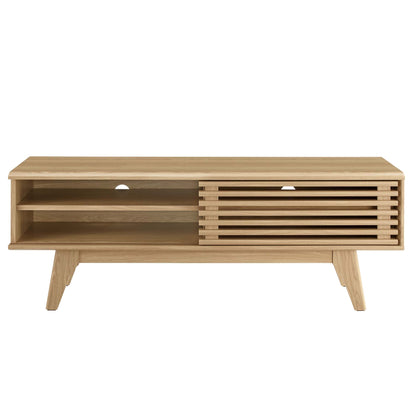 Render TV stand by Modway in natural wood with open shelf and slatted storage on Tampa Home & Garden Store