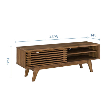 Render TV Stand by Modway in walnut wood finish with slatted front and tapered legs on Tampa Home & Garden Store