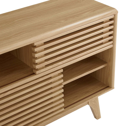 Render Display Stand by Modway in natural oak finish with horizontal slatted shelves on Tampa Home & Garden Store