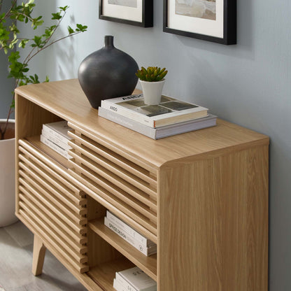 Render Display Stand by Modway, light oak wood console with slatted sides on Tampa Home & Garden Store