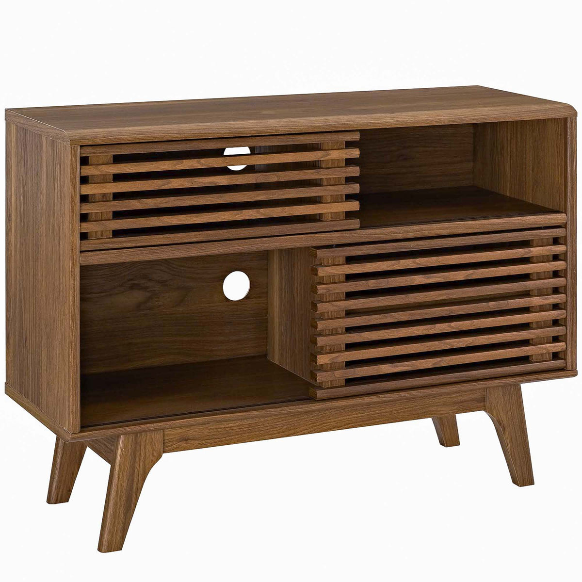 Modway Render Display Stand wooden living room cabinet with slatted doors on Tampa Home & Garden Store