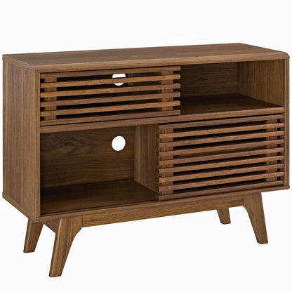Modway Render Display Stand wooden living room cabinet with slatted doors on Tampa Home & Garden Store