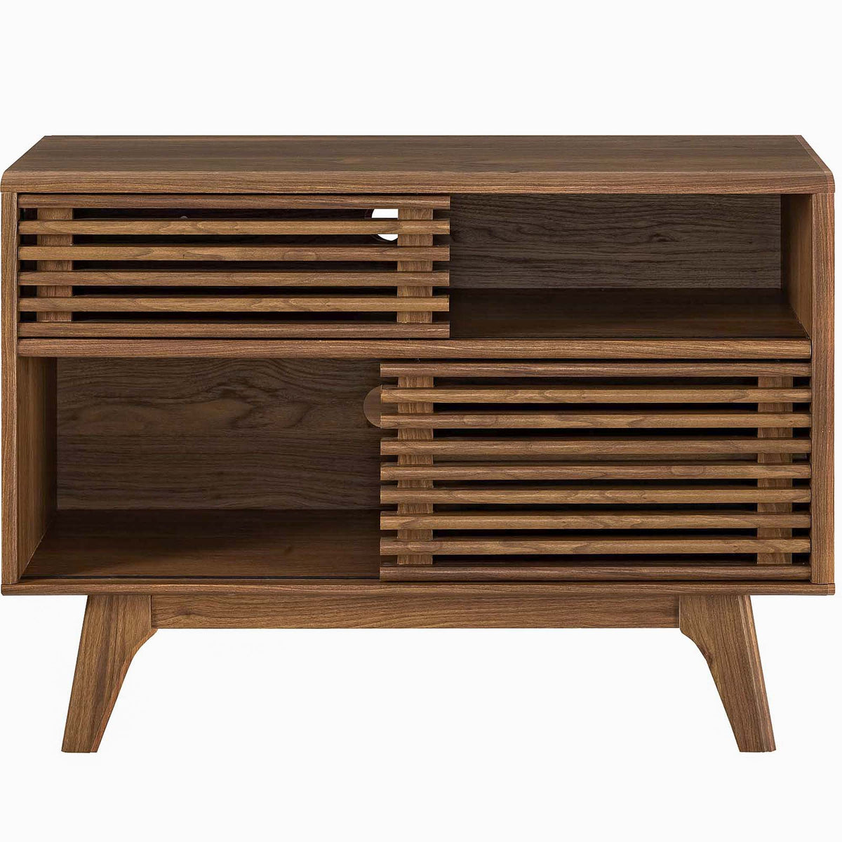 Render Display Stand by Modway wooden living room cabinet with slatted front panels oak finish on Tampa Home & Garden Store