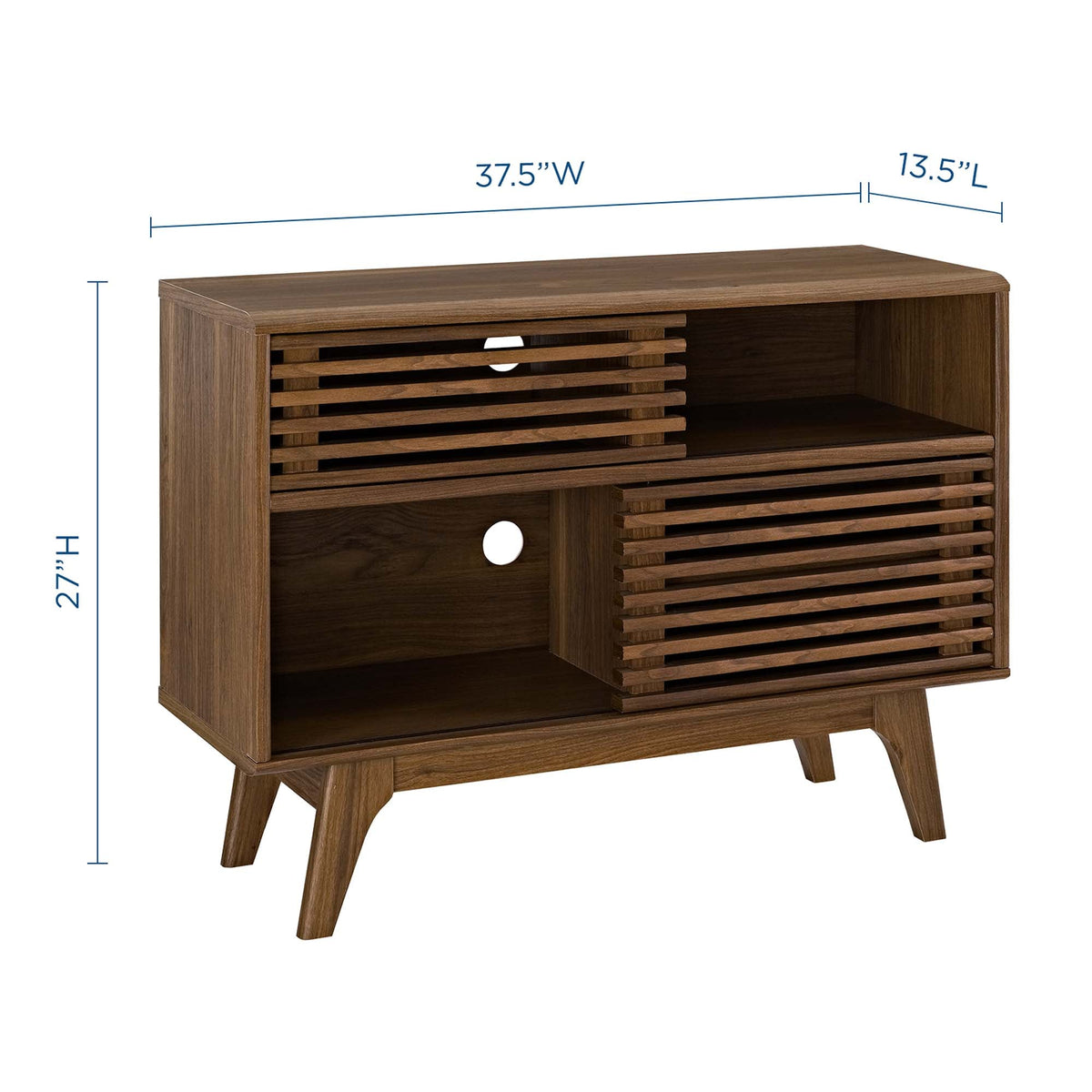 Render Display Stand by Modway wooden living room cabinet with slatted panels on Tampa Home & Garden Store
