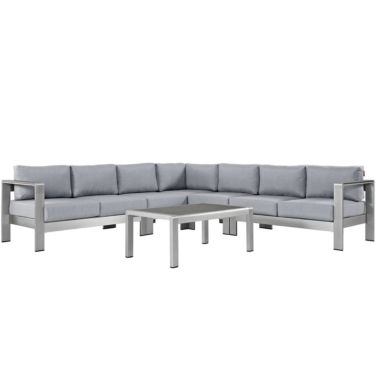 Shore Six Piece Patio and Aluminum Sofa Set with gray cushions aluminum frame by HouseOfZazla on Tampa Home & Garden Store
