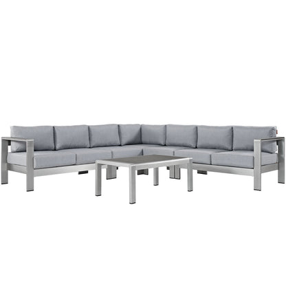 Shore Six Piece Patio and Aluminum Sofa Set with gray cushions aluminum frame by HouseOfZazla on Tampa Home & Garden Store
