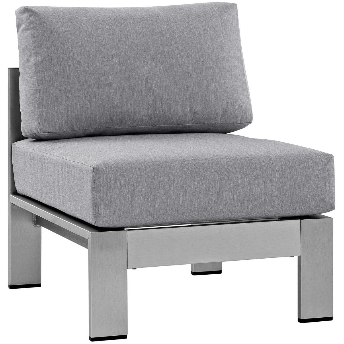 Shore 7 Piece Outdoor Sectional Sofa Set by Modway, grey cushions on stainless steel frame on Tampa Home & Garden Store