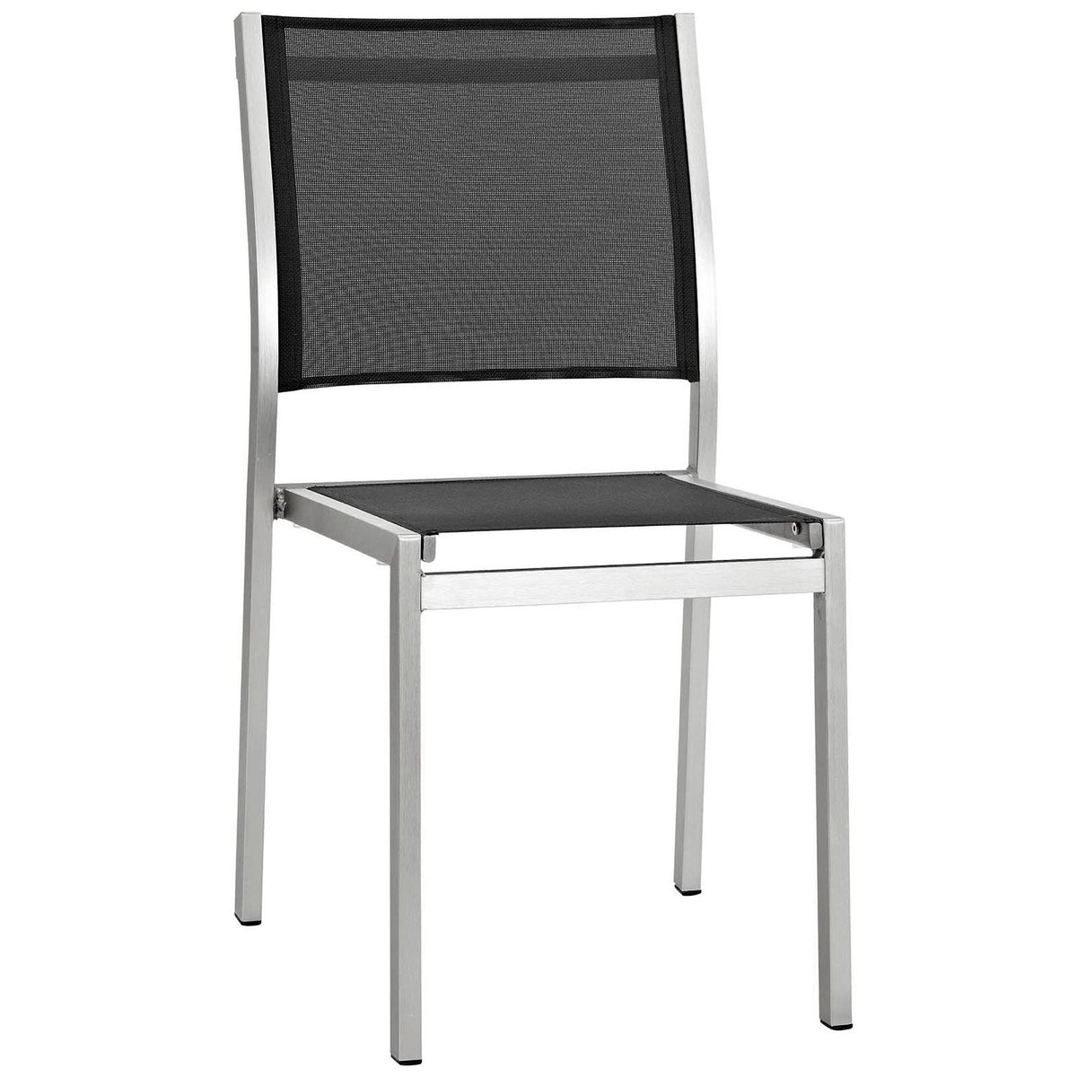 Shore outdoor dining chair with aluminum frame and black mesh back by Modway on Tampa Home & Garden Store