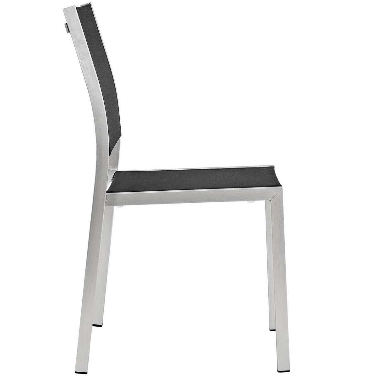Shore 9 Piece Outdoor Patio Aluminum Dining Set chair closeup with black strap seating on Tampa Home & Garden Store