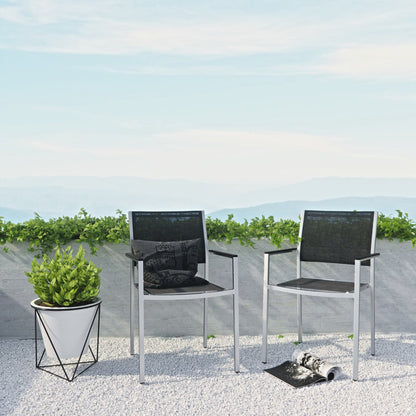 Shore Outdoor Patio Aluminum Dining Chair Set of 2 by Modway, black mesh on Tampa Home & Garden Store