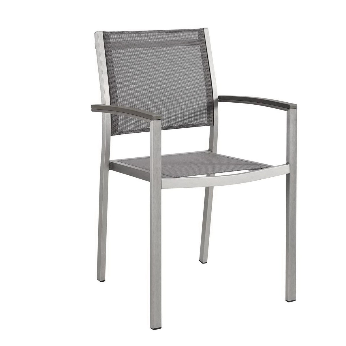 Shore outdoor patio aluminum dining chair set of 2 in gray mesh by Modway on Tampa Home & Garden Store