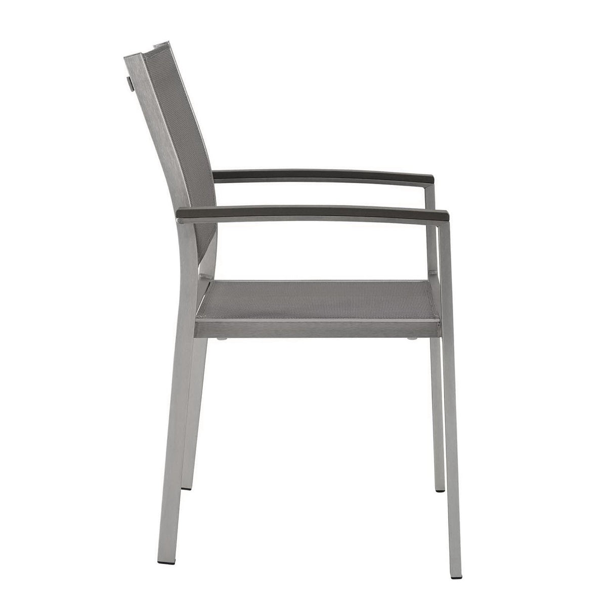 Shore Outdoor Patio Aluminum Dining Chair Set of 2, grey mesh back and seat on Tampa Home & Garden Store