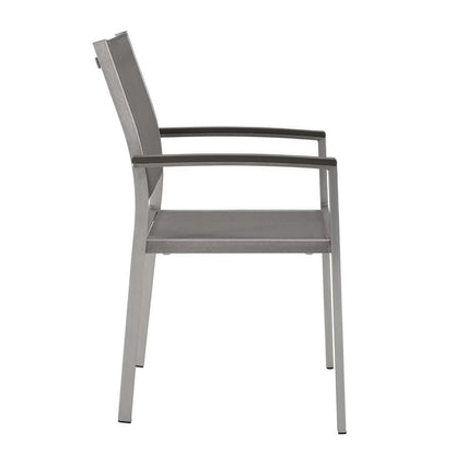 Shore Outdoor Patio Aluminum Dining Chair Set of 2, grey mesh back and seat on Tampa Home & Garden Store