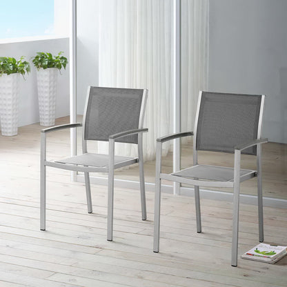Shore outdoor patio aluminum dining chairs set of 2 in gray mesh by Modway on Tampa Home & Garden Store