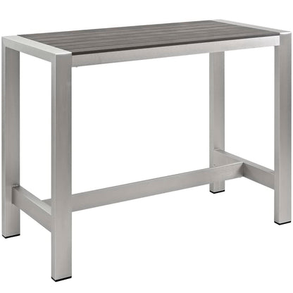 Shore 7-Piece Outdoor Aluminum Dining Set by Modway with brown slatted wood top on Tampa Home & Garden Store