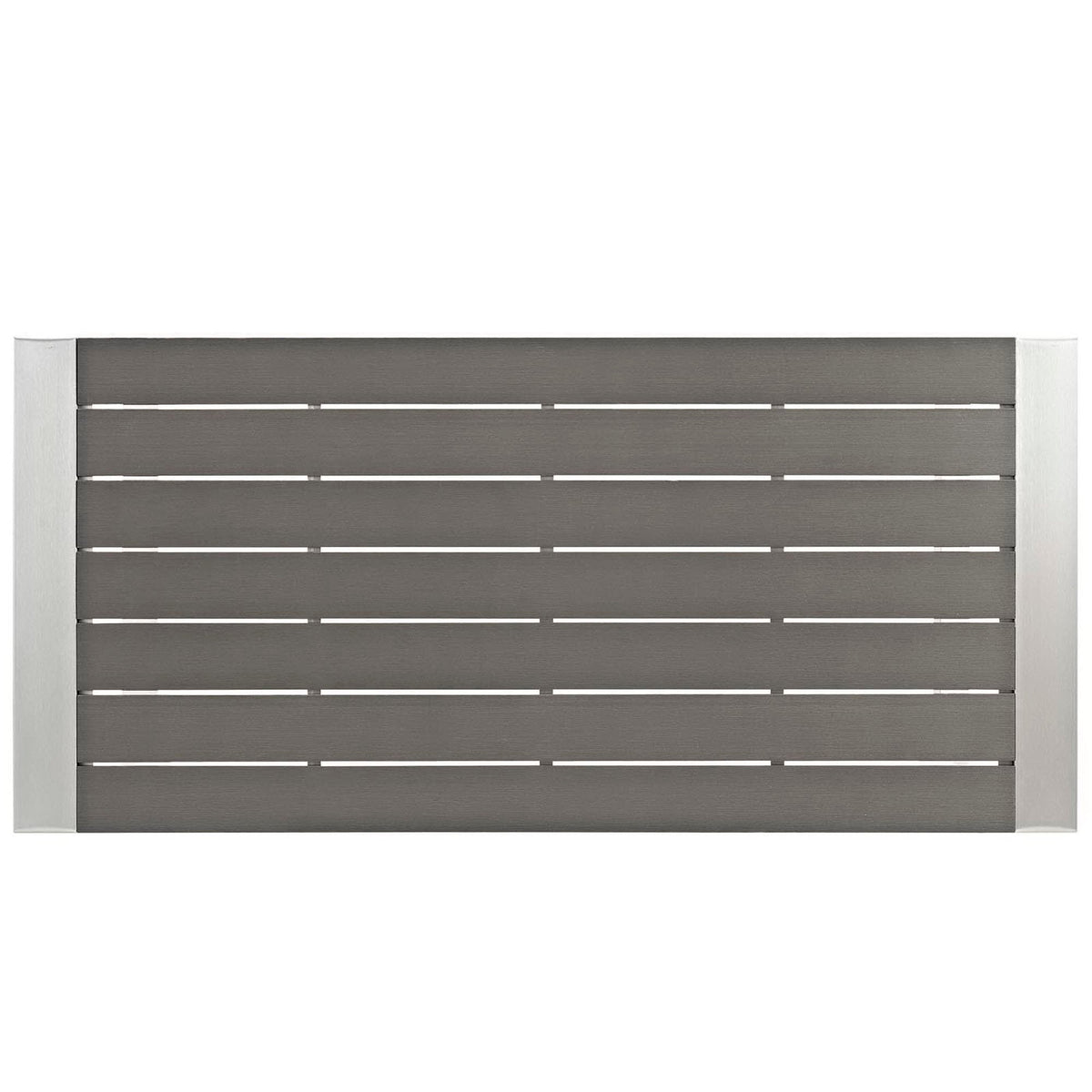 Outdoor slat fence panel in dark gray with white end posts on Tampa Home & Garden Store