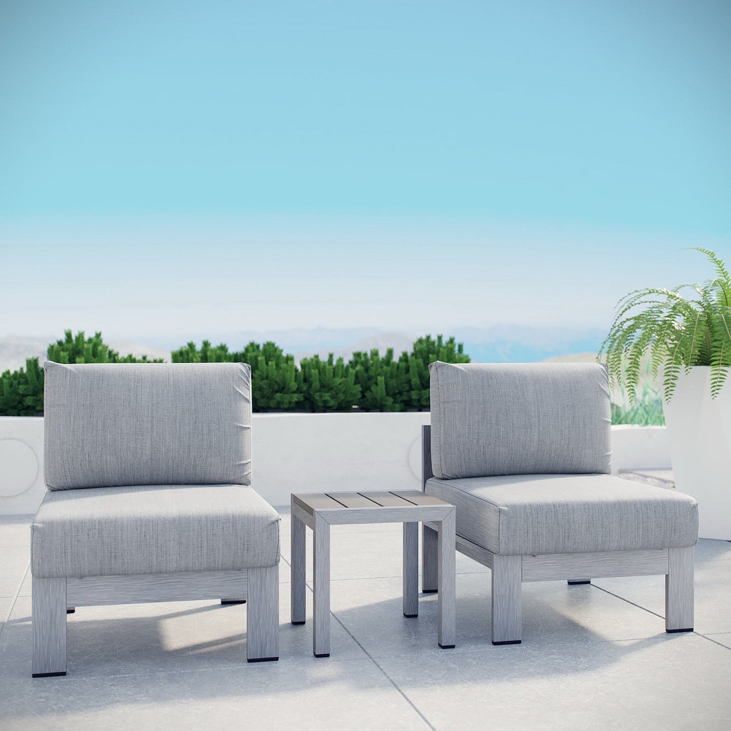 Shore 3 Piece Outdoor Patio Aluminum Sofa Set