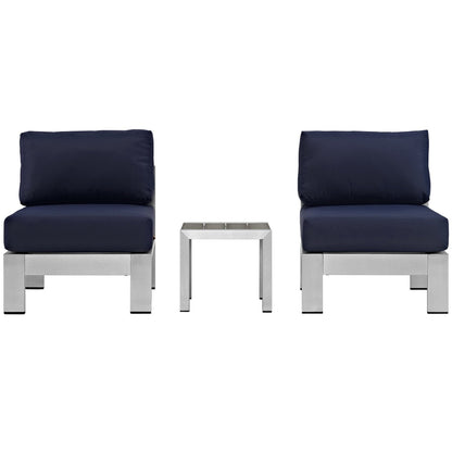 Shore 3 Piece Outdoor Patio Aluminum Sofa Set