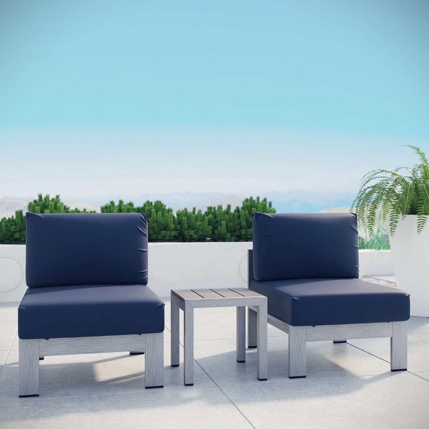 Shore 3 Piece Outdoor Patio Aluminum Sofa Set