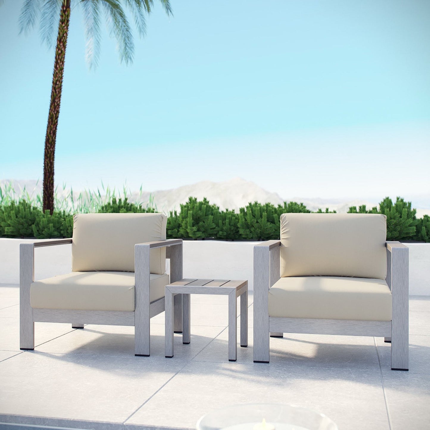 Shore 3 Piece Outdoor Aluminum Furniture Set