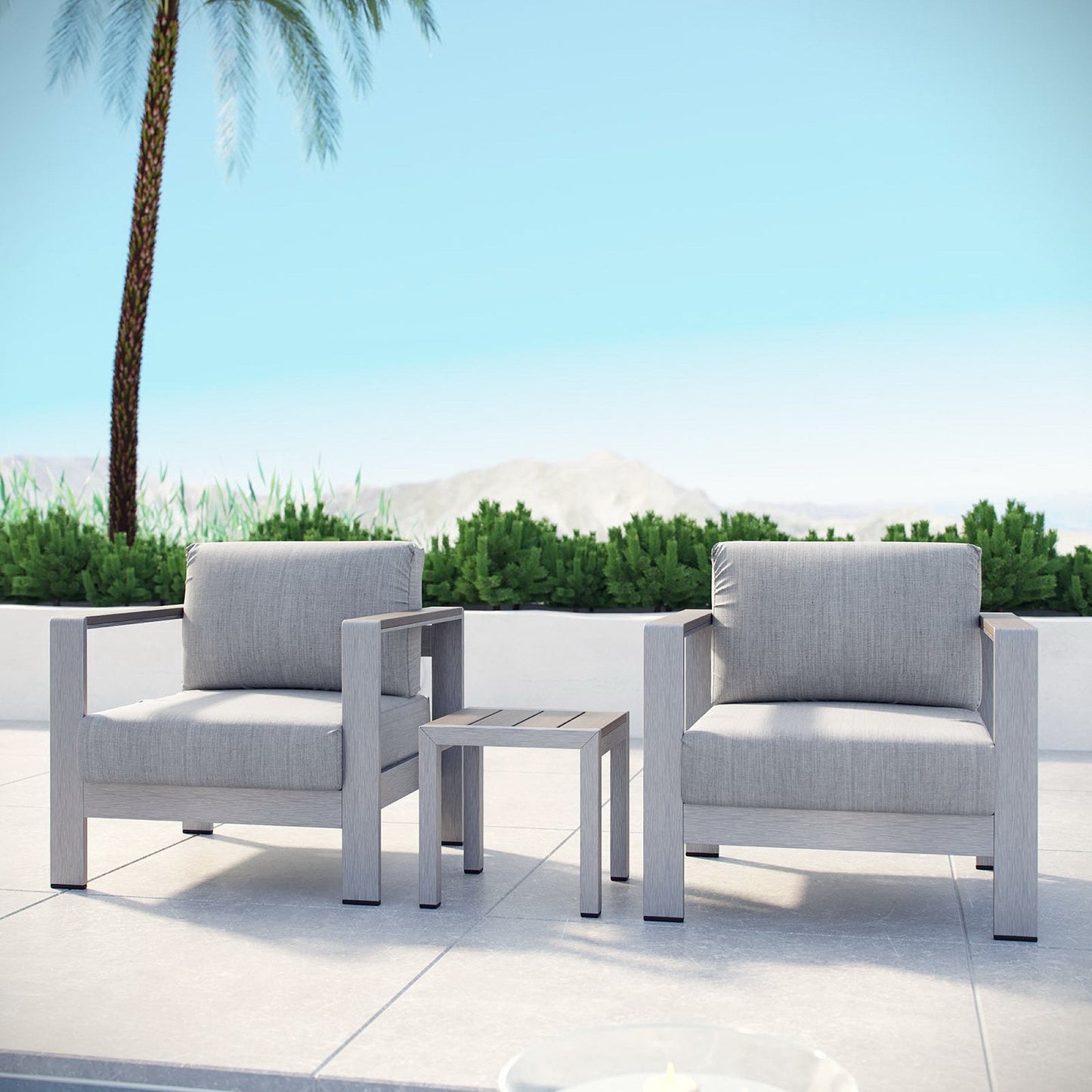 Shore 3 Piece Outdoor Aluminum Furniture Set
