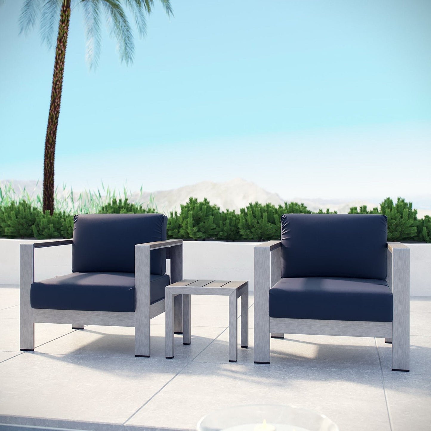 Shore 3 Piece Outdoor Aluminum Furniture Set
