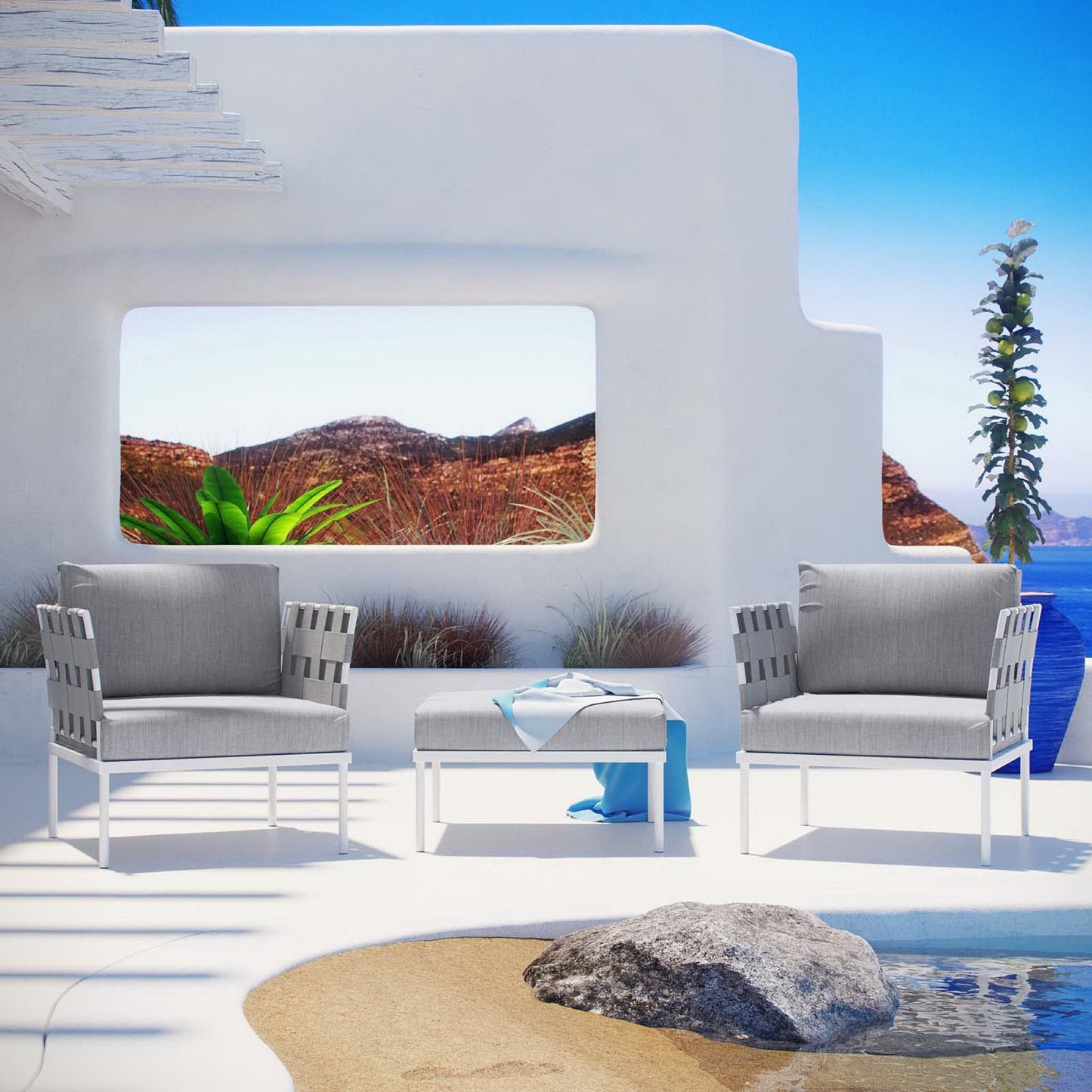 Harmony 3-Piece Outdoor Aluminum Sofa and Couch