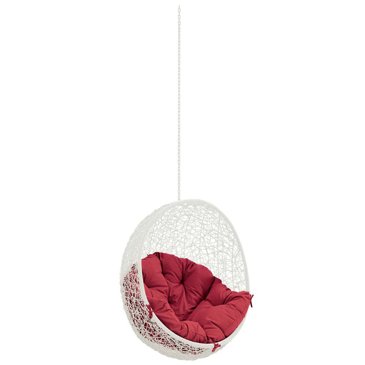 Hide Outdoor Swing Chair hanging white wicker with red cushion without stand HouseOfZazla on Tampa Home & Garden Store