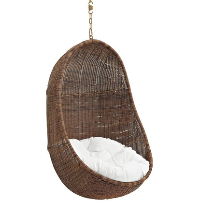 Bean outdoor patio swing chair hanging wicker with white cushion, without stand by HouseOfZazla on Tampa Home & Garden Store