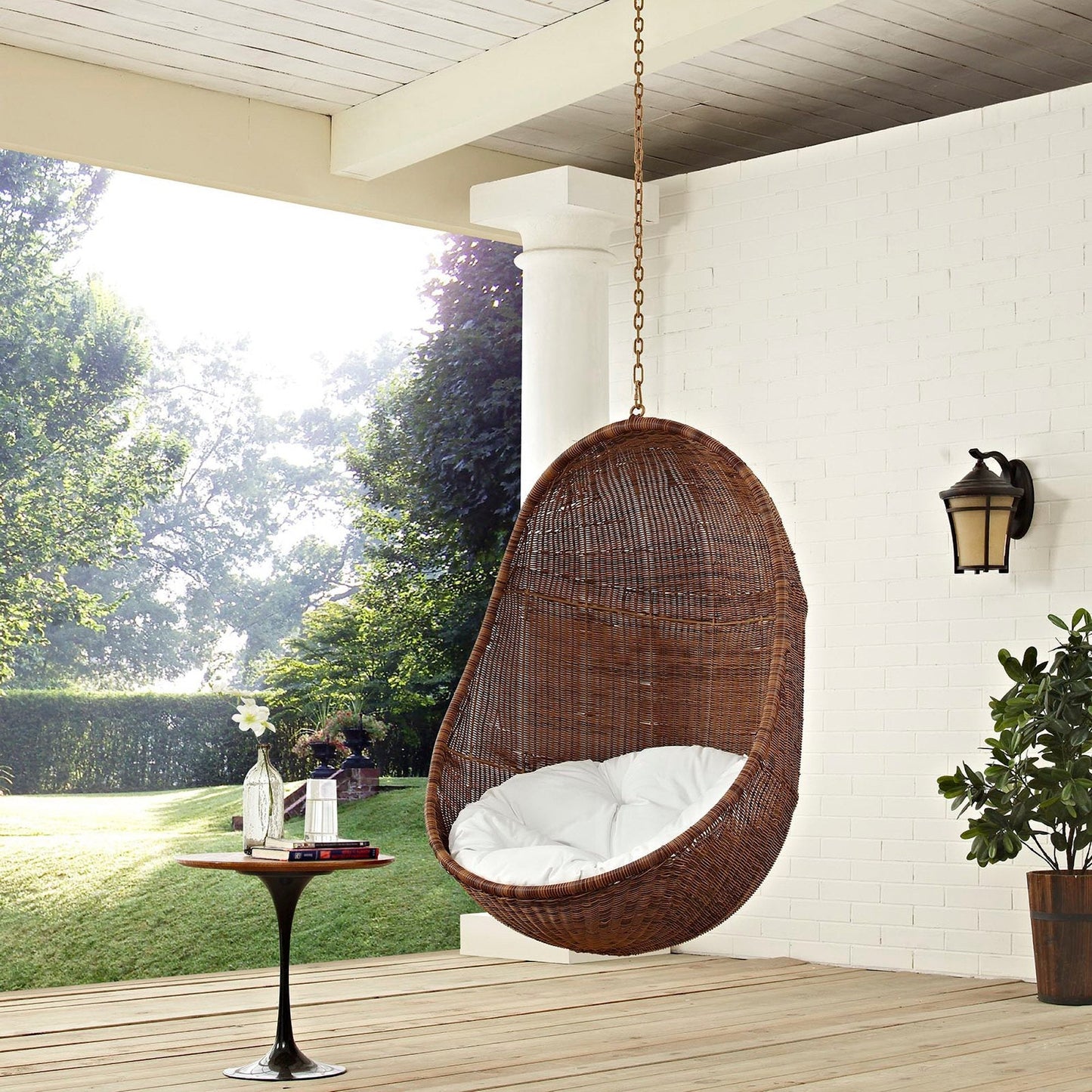 Bean Outdoor Patio Swing Chair Without Stand by HouseOfZazla, brown wicker hanging chair cushion on Tampa Home & Garden Store