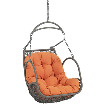 Arbor Outdoor Patio Swing Chair Without Stand by HouseOfZazla, orange cushioned wicker seat on Tampa Home & Garden Store