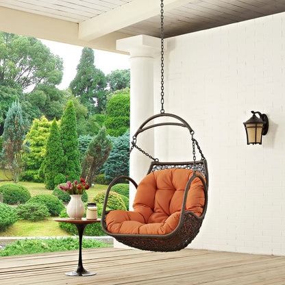 Arbor outdoor patio swing chair by Modway, hanging wicker seat with orange cushion on Tampa Home & Garden Store