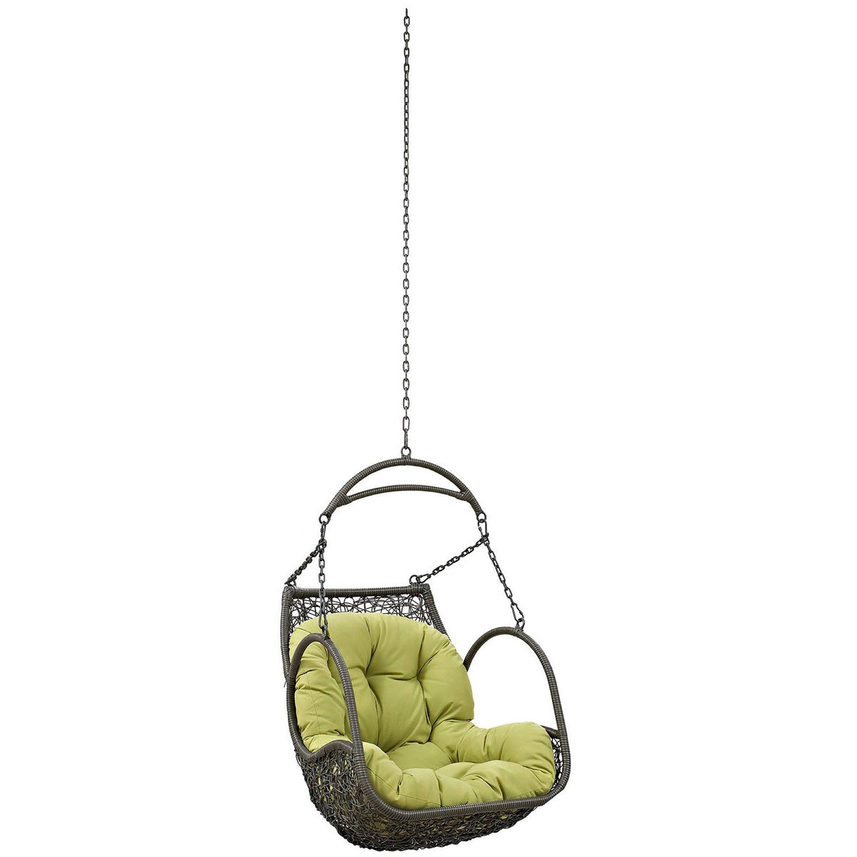 Arbor outdoor patio swing chair without stand with lime green cushion in dark wicker on Tampa Home & Garden Store