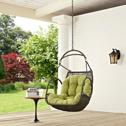 Arbor outdoor patio swing chair without stand by Modway, wicker hanging daybed with lime cushion on Tampa Home & Garden Store