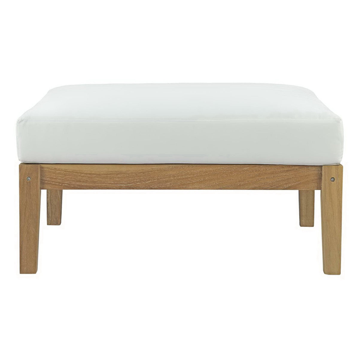 Bayport 6 Piece Outdoor Teak Sofa Sectional with white cushion, teak wood frame on Tampa Home & Garden Store