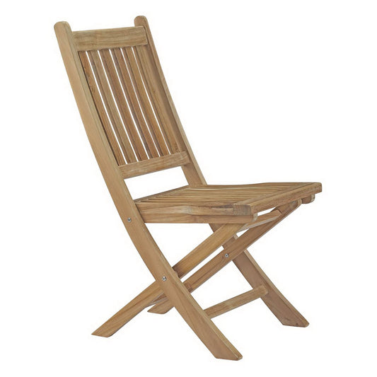 Marina outdoor teak folding chair with slatted back and seat, natural wood finish on Tampa Home & Garden Store