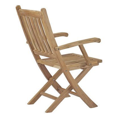 Marina outdoor teak folding chair by Modway with slatted back in natural wood finish on Tampa Home & Garden Store