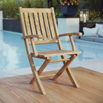 Marina outdoor teak folding chair by Modway, natural wood, folding patio seating on Tampa Home & Garden Store
